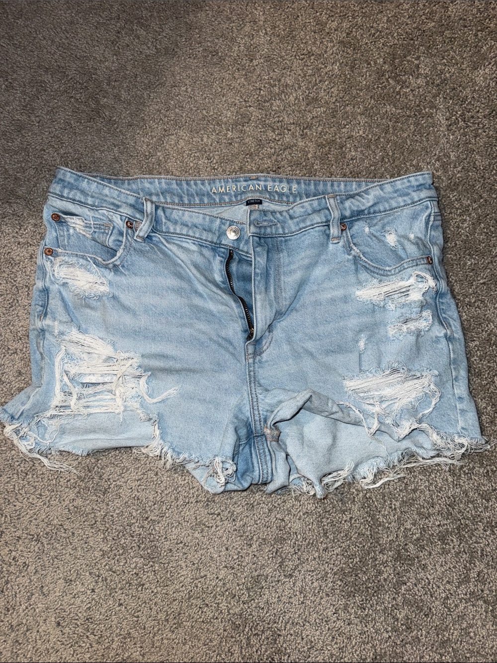 American Eagle Outfitters Light Wash Distressed Denim Shorts